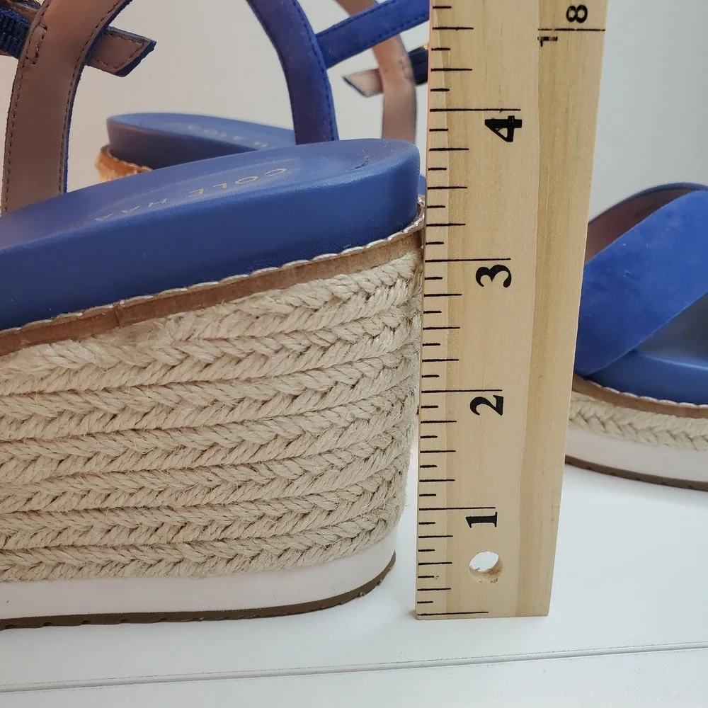 Cole Haan Cloudfeel Blue Suede Espadrille Wedge Sandals W31919 Womens 11